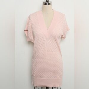 Open Knit Short-sleeve deep V-neck Sweater 100%Cashmere[NEW]